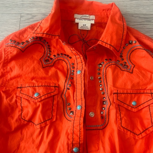 Ariat Women Pearl Snap Western Shirt Embroidered Embellished Cowboy Shirt Size S - Picture 2 of 3